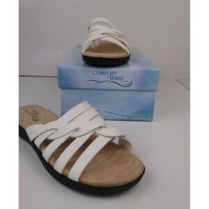 Easy Street Comfort Wave Sheri Sandals White Size 8 Slides
